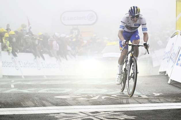 German Florian Lipowitz of RedBull-BORA-hansgrohe crosses the finish line of stage 18 of the 2025 Tour de France cycling race, from Vif to Courchevel Col de la Loze, on Thursday 24 July 2025 in France. The 112th edition of the Tour de France starts on Saturday 5 July in Lille, France, and will finish in Paris, France on the 27th of July. JASPERxJACOBS  x129939606x
