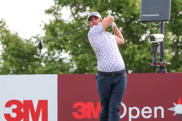 July 24th, 2025: Harrison Endycott of Australia hits his shot on the first tee during the first round of the 3M Open 2025 at TPC Twin Cities on July 24, 2025 in Blaine, Minnesota. -CSM Blaine USA - ZUMAc04_ 20250724_zma_c04_089 Copyright: xStevenxGarciax
