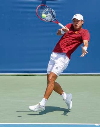 July 24, 2025: Brandon Nakashima hits a shot in his match against Cameron Norrie during the 2025 Mubadala Citi DC Open tennis tournament being played at Rock Creek Park Tennis Center in Washington, D.C. CSM District Of Columbia United States of America - ZUMAc04_ 20250724_zma_c04_103 Copyright: xJustinxCooperx