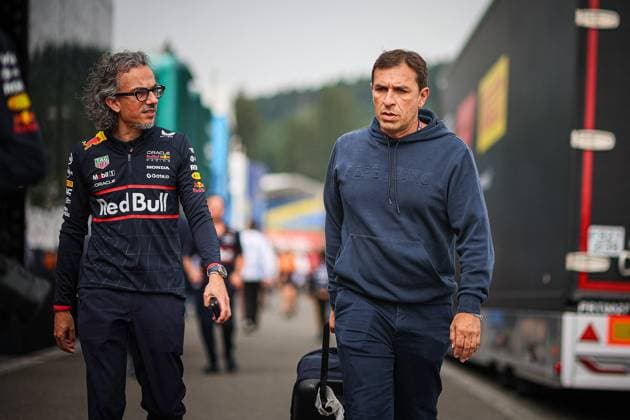 F1 Grand Prix of Belgium - Belgium Laurent Mekies, Team Principal at Oracle Red Bull Racing, with Pierre Wache, tecnical director at Red Bull Racing during the Belgian GP, Spa-Francorchamps 24-27 July 2025 Formula 1 World Championship, WM, Weltmeisterschaft 2025. Photo by Federico Basile IPA ABACAPRESS.COM Belgium Belgium  Copyright: xIPAxSport ABACAx