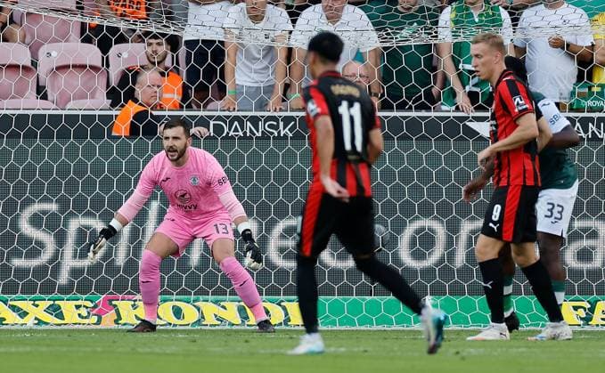 Jordan Smith of Hibernian Midtjylland v Hibernian, UEFA Europa League, 2nd Qualifying Round, First Leg, Football, MCH Arena, Herning, Denmark - 24 Jul 2025Herning MCH Arena Denmark EDITORIAL USE ONLY No use with unauthorised audio, video, data, fixture lists, club league logos or live services. Online in-match use limited to 120 images, no video emulation. No use in betting, games or single club league player publications. Copyright: xJohnnyxPedersen Shutterstockx 15410838aa