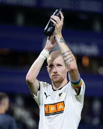 250724 Simon Gustafson of Häcken after the UEFA Europa League second qualifying round match between Anderlecht and Häcken on July 24, 2025 in Brussels Photo Michael Erichsen BILDBYRAN COP 89 MI0855 anderlecht bbeng europa league football fotball fotboll häcken kval qualification qualifying round soccer uefa europa league depp  Copyright: MICHAELxERICHSEN BB250724MI072