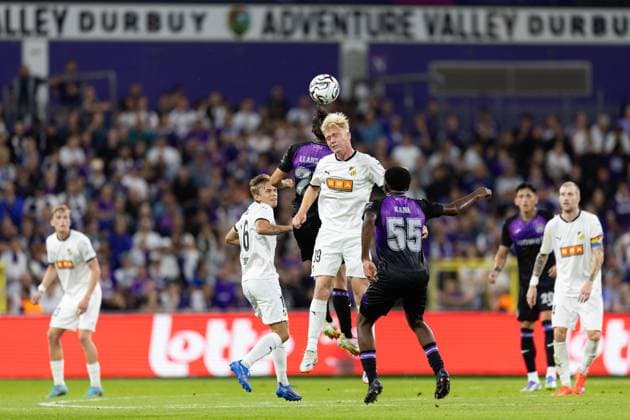250724 Isak Brusberg of Häcken during the UEFA Europa League second qualifying round match between Anderlecht and Häcken on July 24, 2025 in Brussels Photo Michael Erichsen BILDBYRAN COP 89 MI0855 anderlecht bbeng europa league football fotball fotboll häcken kval qualification qualifying round soccer uefa europa league  Copyright: MICHAELxERICHSEN BB250724MI081