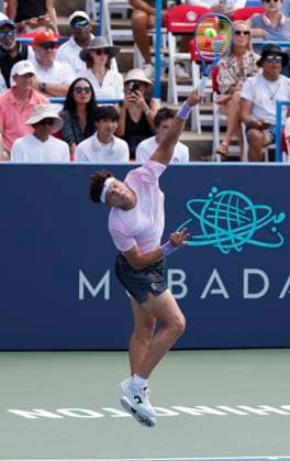 July 24, 2025: Ben Shelton serves to Gabriel Diallo during the 2025 Mubadala Citi DC Open tennis tournament being played at Rock Creek Park Tennis Center in Washington, D.C. CSM District Of Columbia United States of America - ZUMAc04_ 20250724_zma_c04_174 Copyright: xJustinxCooperx