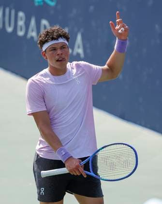 July 24, 2025: Ben Shelton celebrates a point against Gabriel Diallo during the 2025 Mubadala Citi DC Open tennis tournament being played at Rock Creek Park Tennis Center in Washington, D.C. CSM District Of Columbia United States of America - ZUMAc04_ 20250724_zma_c04_175 Copyright: xJustinxCooperx