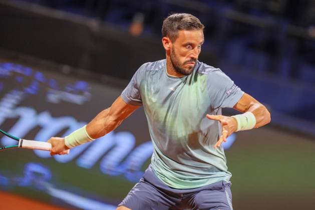 Umag, Croatia, 240725. 35th Plava Laguna Croatia Open Umag. Quarterfinal tennis match between Bosnian Damir Dzumhur and Frenchman Titouan Droguet. Photo: Goran Sebelic CROPIX Copyright: xxGoranxSebelicx dzumhur_droguet08-240725
