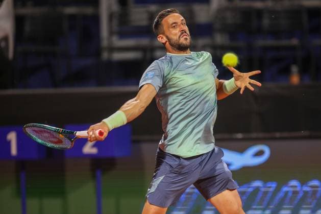 Umag, Croatia, 240725. 35th Plava Laguna Croatia Open Umag. Quarterfinal tennis match between Bosnian Damir Dzumhur and Frenchman Titouan Droguet. Photo: Goran Sebelic CROPIX Copyright: xxGoranxSebelicx dzumhur_droguet11-240725