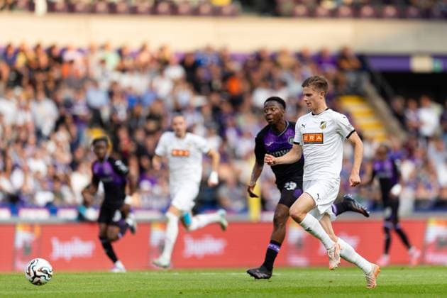 250724 Adrian Svanbäck of Häcken during the UEFA Europa League second qualifying round match between Anderlecht and Häcken on July 24, 2025 in Brussels Photo Michael Erichsen BILDBYRAN COP 89 MI0855 anderlecht bbeng europa league football fotball fotboll häcken kval qualification qualifying round soccer uefa europa league  Copyright: MICHAELxERICHSEN BB250724MI134