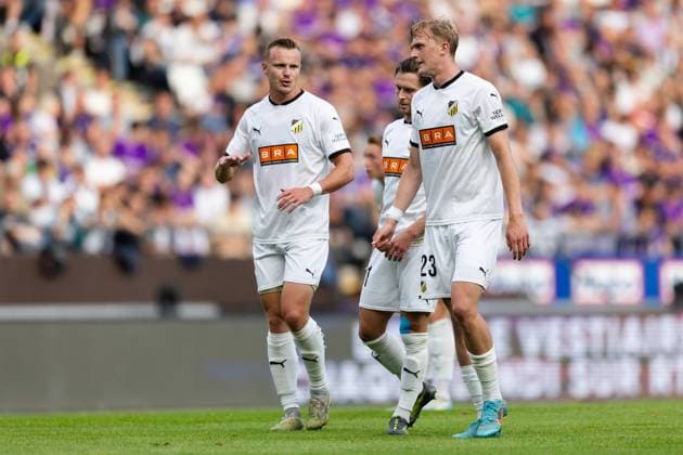 250724 Marius Lode, Adam Lundkvist and Olle Samuelsson of Häcken during the UEFA Europa League second qualifying round match between Anderlecht and Häcken on July 24, 2025 in Brussels Photo Michael Erichsen BILDBYRAN COP 89 MI0855 anderlecht bbeng europa league football fotball fotboll häcken kval qualifying round soccer uefa europa league  Copyright: MICHAELxERICHSEN BB250724MI144