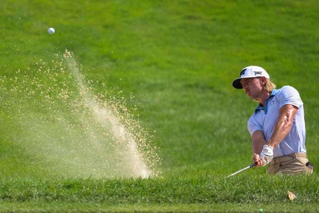 June 12, 2025, Blaine, Minnesota, United States: JAKE KNAPP hits the ball out of a sand trap at hole 12 on the first day of competition at the 2025 PGA, Golf Herren 3M Open at TPC Twin Cities. Blaine United States - ZUMAt166 20250612_zsp_t166_082 Copyright: xMichaelxTurnerx