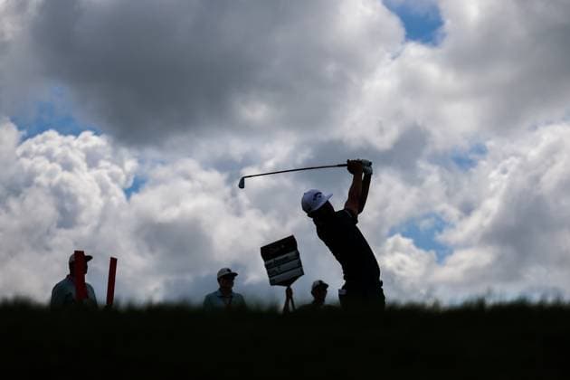 July 24th, 2025: Erik van Rooyen of South Africa hits his shot on the seventh tee during the first round of the 3M Open 2025 at TPC Twin Cities on July 24, 2025 in Blaine, Minnesota. -CSM Blaine USA - ZUMAc04_ 20250724_zma_c04_223 Copyright: xStevenxGarciax