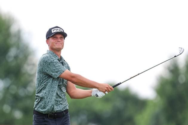 July 24th, 2025: William Mouw of the United States hits his shot on the fourth tee during the first round of the 3M Open 2025 at TPC Twin Cities on July 24, 2025 in Blaine, Minnesota. -CSM Blaine USA - ZUMAc04_ 20250724_zma_c04_272 Copyright: xStevenxGarciax