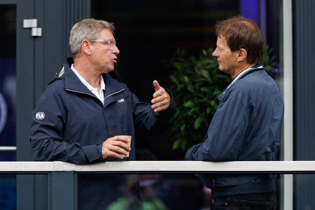 Bernd Maylaender with Michael Schmidt Journalist , Belgian Grand Prix, Motorsport, Formula 1, 2025 season, 25 07 2025 Belgian Grand Prix, Motorsport, Formula 1, 2025 season, 25 07 2025 Copyright: xEibner-Pressefoto AlexanderxNeisx EP_ANS