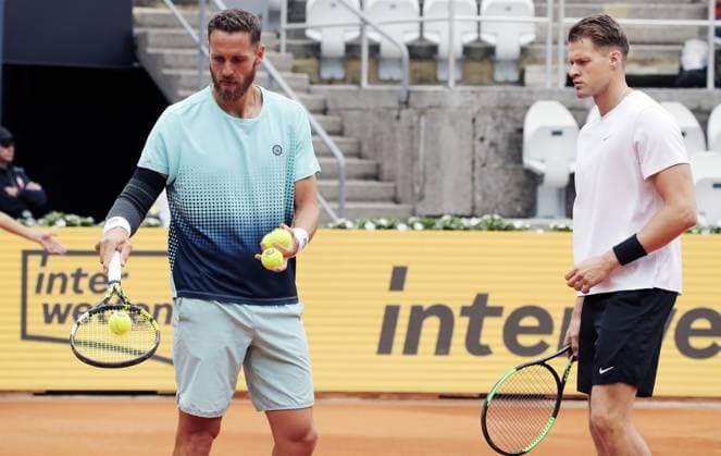 TENNIS - ATP, Tennis Herren Generali Open 2025 KITZBUEHEL,AUSTRIA,25.JUL.25 - TENNIS - ATP World Tour, Generali Open. Image shows Albano Olivetti (FRA) and Hendrik Jebens (GER).  GEPAxpictures xMatthiasxHauer