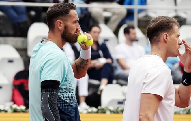 TENNIS - ATP, Tennis Herren Generali Open 2025 KITZBUEHEL,AUSTRIA,25.JUL.25 - TENNIS - ATP World Tour, Generali Open. Image shows Albano Olivetti (FRA) and Hendrik Jebens (GER).  GEPAxpictures xMatthiasxHauer