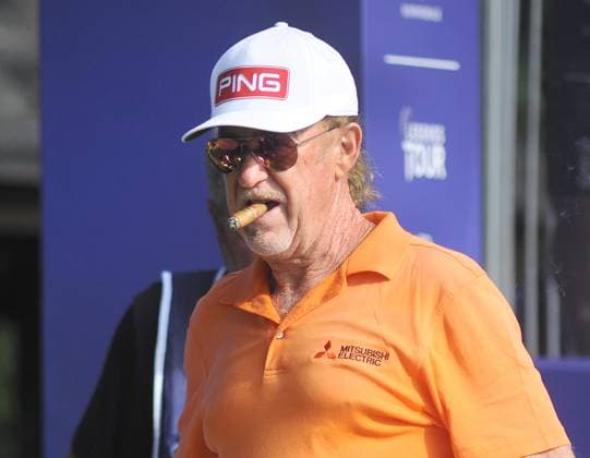 Golf - 2025 ISPS HANDA Seniors Open - Round One - Sunningdale Golf Club - Friday 25th July 2025 Miguel Cabrera of Argentina with his customary cigar 