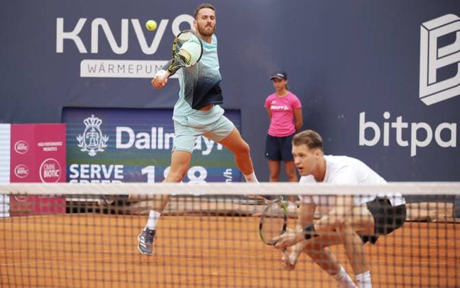 TENNIS - ATP, Tennis Herren Generali Open 2025 KITZBUEHEL,AUSTRIA,25.JUL.25 - TENNIS - ATP World Tour, Generali Open. Image shows Albano Olivetti (FRA) and Hendrik Jebens (GER).  GEPAxpictures xMatthiasxHauer