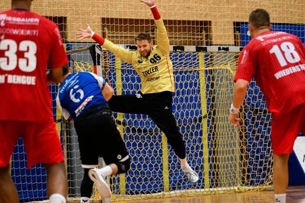 Bietigheim HBL 25 26 Test match TSV Weinsberg SG BBM Bietigheim Goalkeeper Jan Hrdlicka Bietigheim Bietigheim Bissingen Sporthalle am Viadukt Baden Württemberg Germany