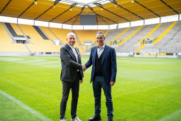 The new Managing Director Sport Rachid Azzouzi together with the Chairman of the Supervisory Board Ralph Gillessen Press conference for the presentation of Rachid Azzouzi as new Managing Director Sport, Football, 3 Liga, Season 2025 2026, 25 07 2025 Press conference for the presentation of Rachid Azzouzi as new Managing Director Sport, Football, 3 Liga, Season 2025 2026, 25 07 2025 Aachen Copyright: xEibner-Pressefoto J.xDerondeaux EP_JDU