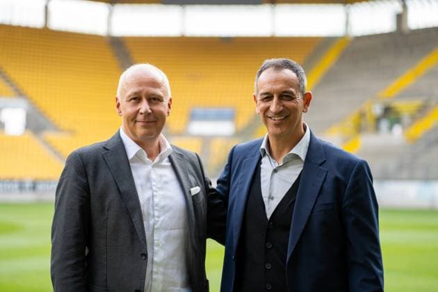 The new Managing Director Sport Rachid Azzouzi together with the Chairman of the Supervisory Board Ralph Gillessen Press conference for the presentation of Rachid Azzouzi as new Managing Director Sport, Football, 3 Liga, Season 2025 2026, 25 07 2025 Press conference for the presentation of Rachid Azzouzi as new Managing Director Sport, Football, 3 Liga, Season 2025 2026, 25 07 2025 Aachen Copyright: xEibner-Pressefoto J.xDerondeaux EP_JDU