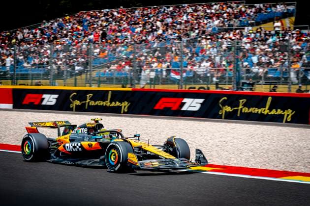 Formule 1 driver Lando Norris of McLaren during the free practice Grand Prix Formula 1 Spa Francorchamps 2025 at the Circuit Spa Francorchamps for the Formula 1 Moët Chandon Belgium Grand Prix 2025 season 2025 2026 in SPA, Belgium on 25 july 2025, photo by Marcel van Dorst EYE4images DeFodi Images