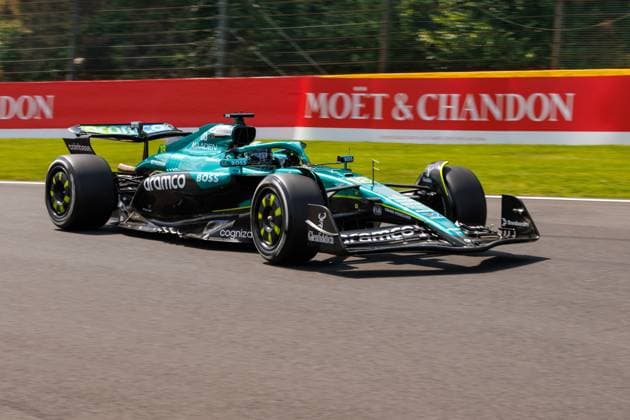 Lance Stroll Aston Martin Aramco Formula One Team, 18 with his car on the track, Belgian Grand Prix, Motorsport, Formula 1, 2025 season, 25 07 2025 Belgian Grand Prix, Motorsport, Formula 1, 2025 season, 25 07 2025 Spa Franchorchamps Copyright: xEibner-Pressefoto AlexanderxNeisx EP_ANS