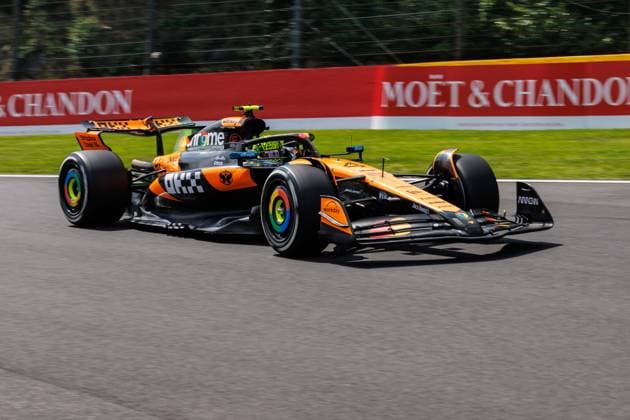 Lando Norris McLaren Formula 1 Team, 04 with his car on the track, Belgian Grand Prix, Motorsport, Formula 1, 2025 season, 25 07 2025 Belgian Grand Prix, Motorsport, Formula 1, 2025 season, 25 07 2025 Spa Franchorchamps Copyright: xEibner-Pressefoto AlexanderxNeisx EP_ANS