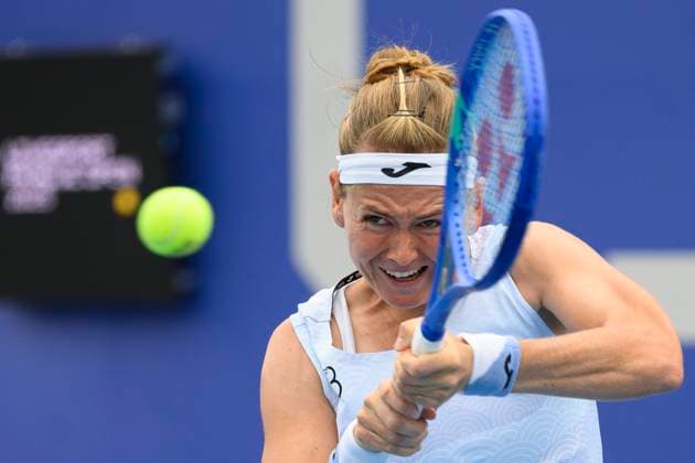 Czech tennis player Marie Bouzkova playes against Czech Tereza Valentova at the WTA, Tennis Damen Livesport Prague Open 2025 women s singles semifinals on the courts of TK Sparta Prague, in Prague, Czech Republic, on July 25, 2025. (CTKxPhoto MichalxKamaryt) CTKPhotoP2025072505008  CTKPhotoP2025072505008