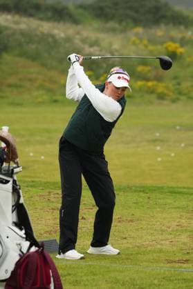 25th July 2025; Dundonald Links, Irvine, Scotland ISPS HANDA Womens Scottish Open Golf Round 2; Nanna Koerstz Madsen warms up on the driving range  AlecxBrown