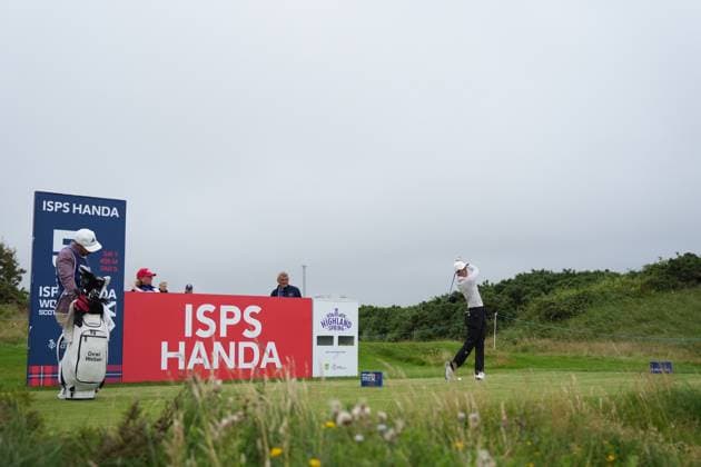 25th July 2025; Dundonald Links, Irvine, Scotland ISPS HANDA Womens Scottish Open Golf Round 2; Dewi Weber plays her tee shot on the 5th hole at Dundonald Links  AlecxBrown