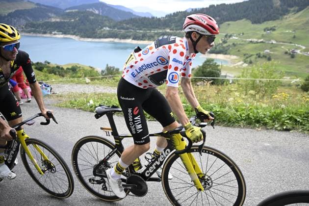 Danish Jonas Vingegaard Hansen of Team Visma-Lease a Bike pictured in action during stage 19 of the 2025 Tour de France cycling race, from Albertville to La Plagne (130km), on Friday 25 July 2025 in France. The 112th edition of the Tour de France starts on Saturday 5 July in Lille, France, and will finish in Paris, France on the 27th of July. JASPERxJACOBS  x129996051x