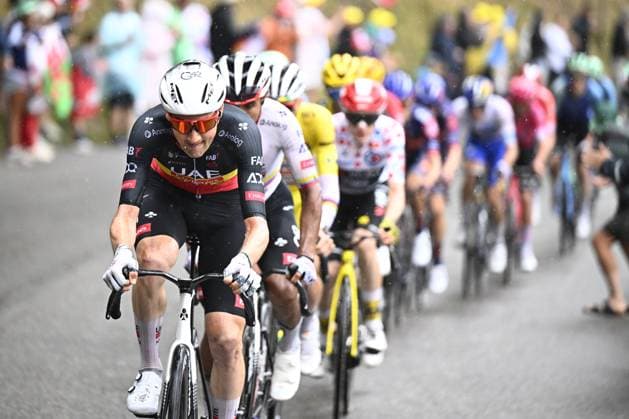 Belgian Tim Wellens of UAE Team Emirates pictured in action during stage 19 of the 2025 Tour de France cycling race, from Albertville to La Plagne (130km), on Friday 25 July 2025 in France. The 112th edition of the Tour de France starts on Saturday 5 July in Lille, France, and will finish in Paris, France on the 27th of July. JASPERxJACOBS  x129996808x