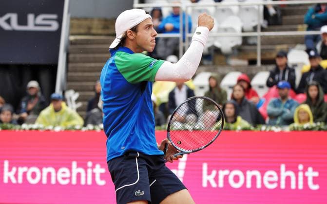 TENNIS - ATP, Tennis Herren Generali Open 2025 KITZBUEHEL,AUSTRIA,25.JUL.25 - TENNIS - ATP World Tour, Generali Open. Image shows the rejoicing of Arthur Cazaux (FRA).  GEPAxpictures xMatthiasxHauer