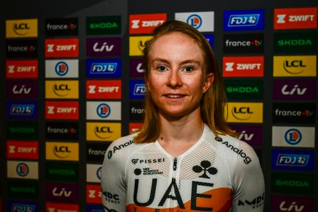 TOUR DE FRANCE FEMININ 2025 PHOTOPQR OUEST FRANCE Mathieu Pattier ; VANNES ; 25 07 2025 ; Conférence de presse avant le départ du tour de France 2025 depuis Vannes le samedi 26 juillet 2025. Maëva Squiban UAE Cycliste française Women s 2025 Tour de France starts on saturday from Vannes, France, VANNES France  Copyright: xPHOTOPQR OUESTxFRANCE MAXPPPxMathieuxPattierx 20250725OFR3182 20250725OFR3182