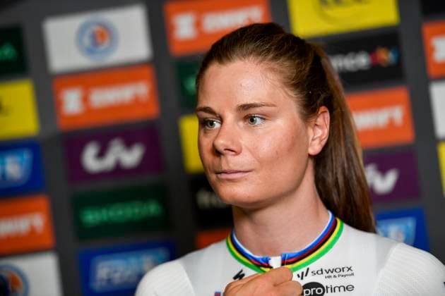 TOUR DE FRANCE FEMININ 2025 PHOTOPQR OUEST FRANCE Mathieu Pattier ; VANNES ; 25 07 2025 ; Conférence de presse avant le départ du tour de France 2025 depuis Vannes le samedi 26 juillet 2025. Lotte Kopecky SD Worx Women s 2025 Tour de France starts on saturday from Vannes, France, VANNES France  Copyright: xPHOTOPQR OUESTxFRANCE MAXPPPxMathieuxPattierx 20250725OFR3182 20250725OFR3212