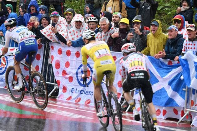 25-07-2025 Tour De France; Tappa 19 Albertville - La Plagne; 2025, Red Bull - Bora Hansgrohe; 2025, Uae Team Emirates - Xrg; 2025, Visma - Lease A Bike; Lipowitz, Florian; Pogacar, Tadej; Vingegaard, Jonas; La Plagne; 