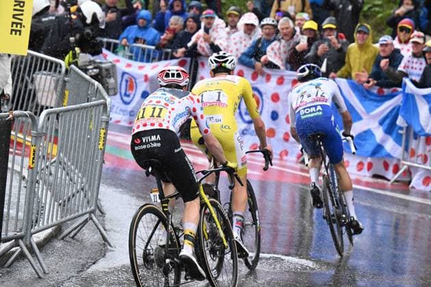 25-07-2025 Tour De France; Tappa 19 Albertville - La Plagne; 2025, Red Bull - Bora Hansgrohe; 2025, Uae Team Emirates - Xrg; 2025, Visma - Lease A Bike; Lipowitz, Florian; Pogacar, Tadej; Vingegaard, Jonas; La Plagne; 