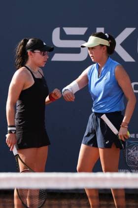 Estelle Cascino and Shuo Feng in action against Amina Anshba and I-Hsuan Cho and Yi-Tsen Cho during the 36th Palermo Ladies Open at Country Time Club during 36Â° Palermo Ladies Open, International Tennis match in Palermo, Italy, July 25 2025  Copyright: xFedericoxSerra IPAxSportx xipa-agency.netx xx IPA_60971801 IPA_Agency_IPA60971801