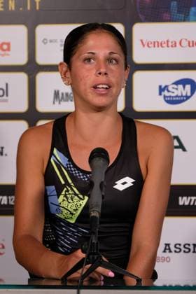 Giorgia Pedone in press conference, PK, Pressekonferenz during the 36th Palermo Ladies Open at Country Time Club during 36Â° Palermo Ladies Open, International Tennis match in Palermo, Italy, July 25 2025  Copyright: xFedericoxSerra IPAxSportx xipa-agency.netx xx IPA_60972757 IPA_Agency_IPA60972757