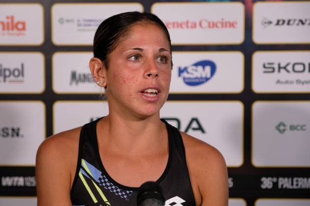 Giorgia Pedone in press conference, PK, Pressekonferenz during the 36th Palermo Ladies Open at Country Time Club during 36Â° Palermo Ladies Open, International Tennis match in Palermo, Italy, July 25 2025  Copyright: xFedericoxSerra IPAxSportx xipa-agency.netx xx IPA_60972773 IPA_Agency_IPA60972773