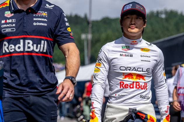 STAVELOT, BELGIUM: Yuki Tsunoda, racing for the Red Bull Racing team during the 2025 Formula 1 Belgian Grand Prix at the Circuit de Spa-Francorchamps in Stavelot, Belgium