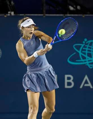 July 25, 2025: Anna Kalinskaya hits a shot during her match against Clara Tauson during the 2025 Mubadala Citi DC Open tennis tournament being played at Rock Creek Park Tennis Center in Washington, D.C. CSM District Of Columbia United States of America - ZUMAc04_ 20250725_zma_c04_278 Copyright: xJustinxCooperx