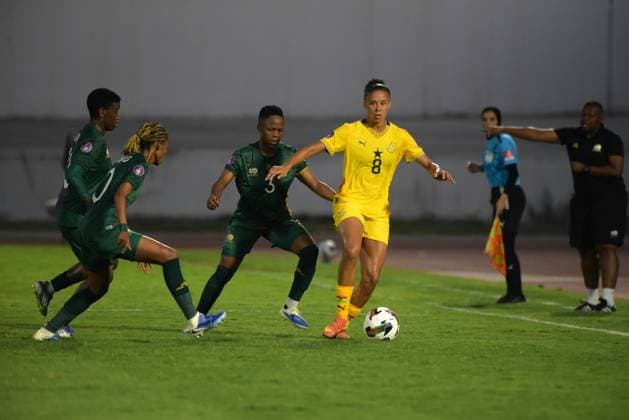 CASABLANCA, MOROCCO - JULY 25: Chantelle Boye-Hlorkah of Ghana and South Africa defenders during the 2025 Women s Africa Cup of Nations (WAFCON) third place match between Ghana and South Africa at Stade Larbi Zaouli on July 25, 2025 in Casablanca, Morocco. Photo by Mansa Ayoola Copyright: xx