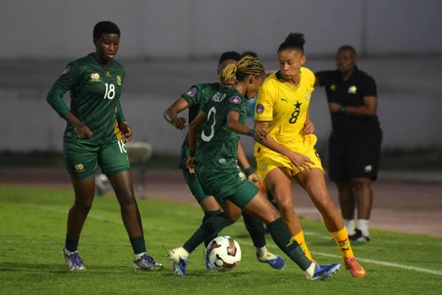 CASABLANCA, MOROCCO - JULY 25: Chantelle Boye-Hlorkah of Ghana and South Africa defenders during the 2025 Women s Africa Cup of Nations (WAFCON) third place match between Ghana and South Africa at Stade Larbi Zaouli on July 25, 2025 in Casablanca, Morocco. Photo by Mansa Ayoola Copyright: xx