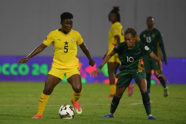 CASABLANCA, MOROCCO - JULY 25: Linda Motlhalo of South Africa and Grace Asantewaa of Ghana during the 2025 Women s Africa Cup of Nations (WAFCON) third place match between Ghana and South Africa at Stade Larbi Zaouli on July 25, 2025 in Casablanca, Morocco. Photo by Mansa Ayoola Copyright: xx