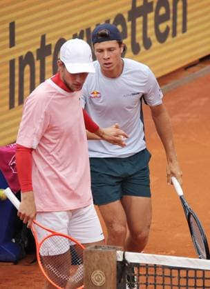 TENNIS - ATP, Tennis Herren Generali Open 2025 KITZBUEHEL,AUSTRIA,26.JUL.25 - TENNIS - ATP World Tour, Generali Open. Image shows Neil Oberleitner (AUT) and Joel Schwaerzler (AUT).  GEPAxpictures xMatthiasxHauer