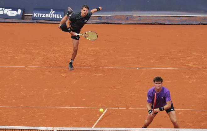 TENNIS - ATP, Tennis Herren Generali Open 2025 KITZBUEHEL,AUSTRIA,26.JUL.25 - TENNIS - ATP World Tour, Generali Open. Image shows Petr Nouza (CZE) and Patrik Rikl (CZE).  GEPAxpictures xMatthiasxHauer
