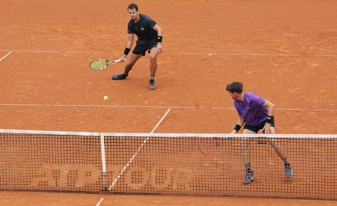 TENNIS - ATP, Tennis Herren Generali Open 2025 KITZBUEHEL,AUSTRIA,26.JUL.25 - TENNIS - ATP World Tour, Generali Open. Image shows Petr Nouza (CZE) and Patrik Rikl (CZE).  GEPAxpictures xMatthiasxHauer