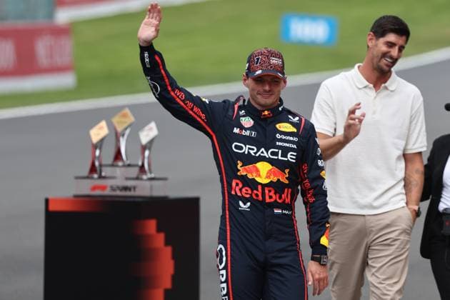 F1 Belgian Grand Prix 2025 Sprint Max Verstappen of Red Bull Racing and Thibaut Courtois after Sprint ahead of the Formula 1 Belgian Grand Prix at Spa-Francorchamps in Spa, Belgium on July 26, 2025. Spa Belgium  Copyright: xJakubxPorzyckix originalFilename:porzycki-f1belgia250726_npEx4.jpg
