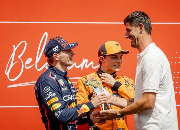 SPA - Max Verstappen (Red Bull Racing) and Oscar Piastri (McLaren) after the sprint race at the Spa-Francorchamps circuit ahead of the Belgian Grand Prix. ANP SEM VAN DER WAL xVIxANPxSportx xxANPxIVx 532246033 originalFilename: 532246033.jpg